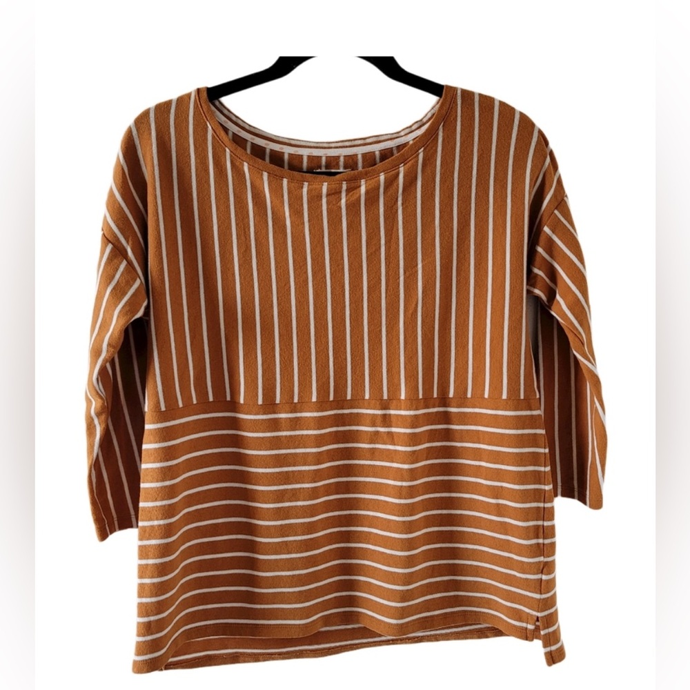 Maison Jules Striped Burnt Orange Top